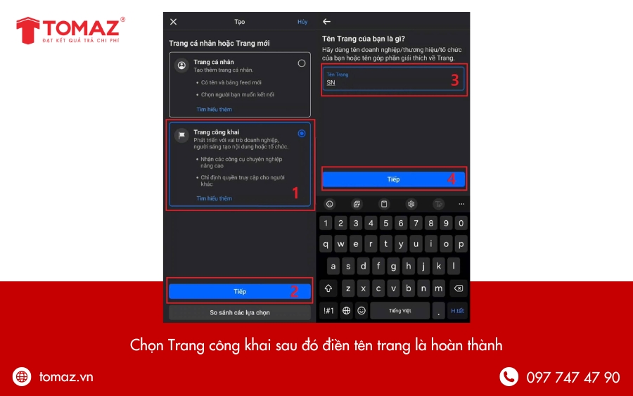 Hoàn tất các thông tin cơ bản cho fanpage