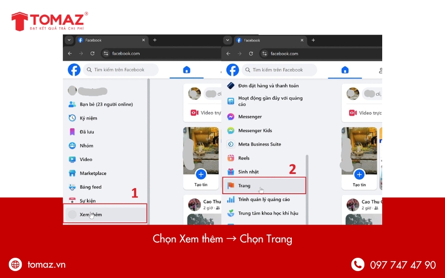 Truy cập mục Trang