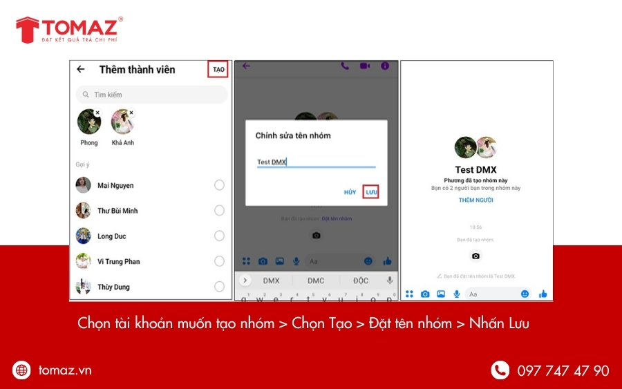 Cách tạo nhóm trên Messenger bằng điện thoại