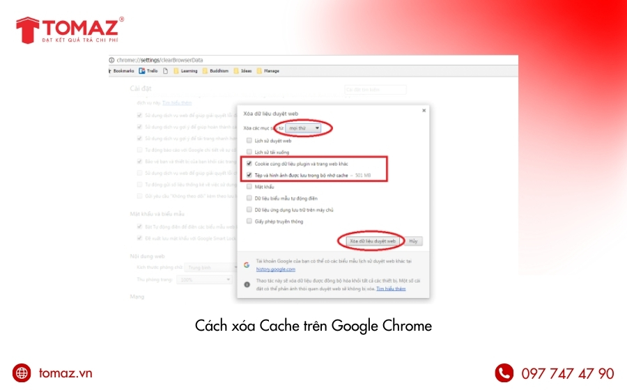 Cách xóa Cache trên Google Chrome