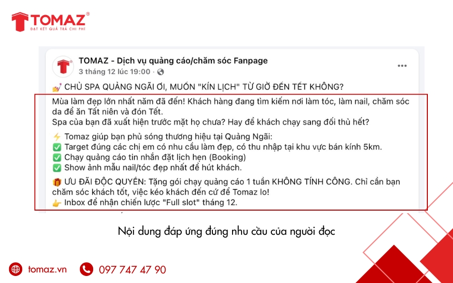 Nội dung chính truyền tải đúng insight khách hàng