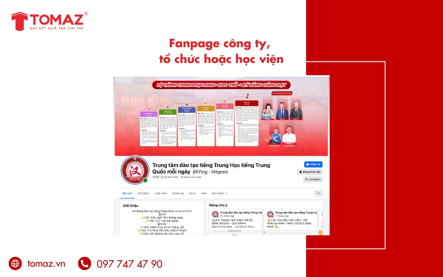 Fanpage Công ty, Tổ chức hoặc Học viện