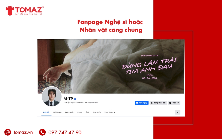 Fanpage Nghệ sĩ, Người nổi tiếng hoặc Nhân vật công chúng