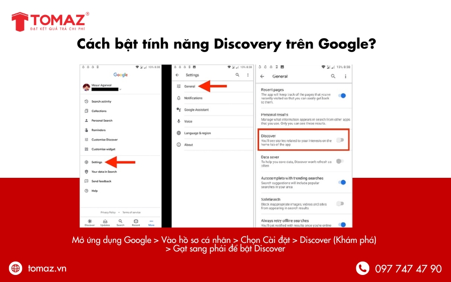 Cách bật Discovery trên ứng dụng Google