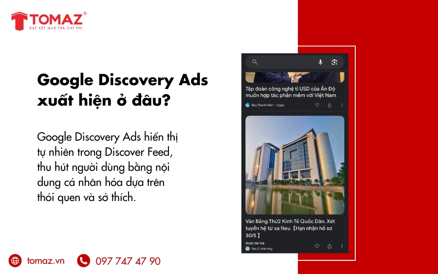 Google Discovery Ads xuất hiện trên Discover Feed của ứng dụng Google