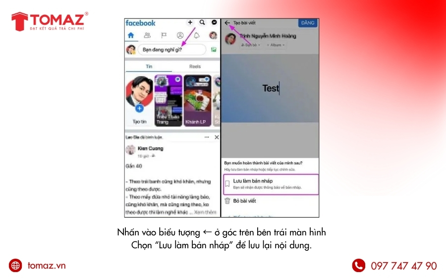 Cách tạo bản nháp Facebook cá nhân trên điện thoại Android