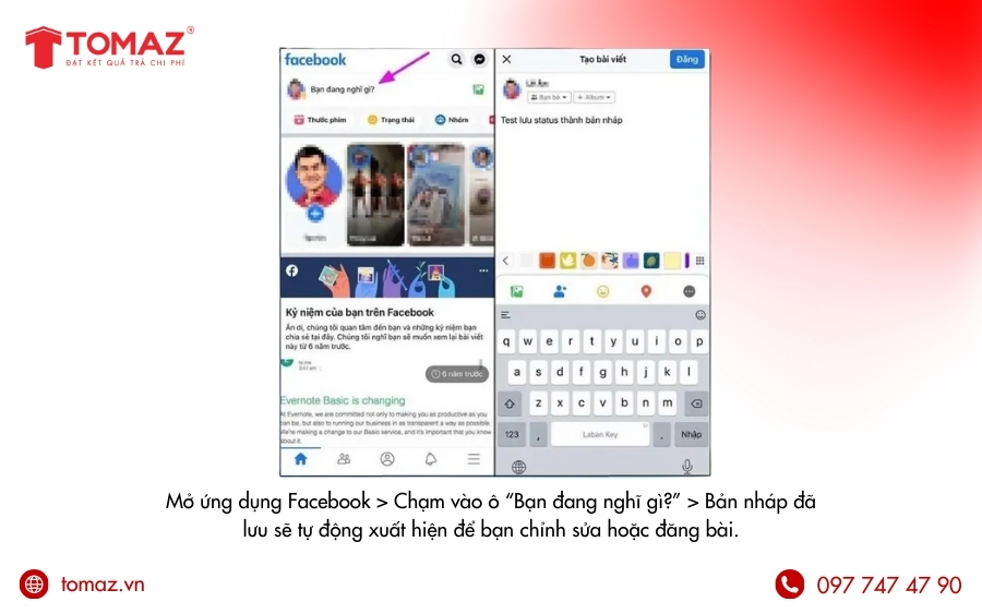 Cách xem lại bản nháp Facebook cá nhân trên iPhone