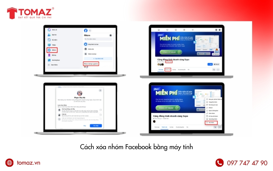 Cách xóa nhóm trên Facebook bằng máy tính