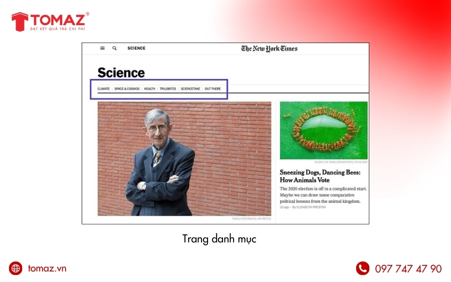 Navigation trên trang danh mục (Desktop)