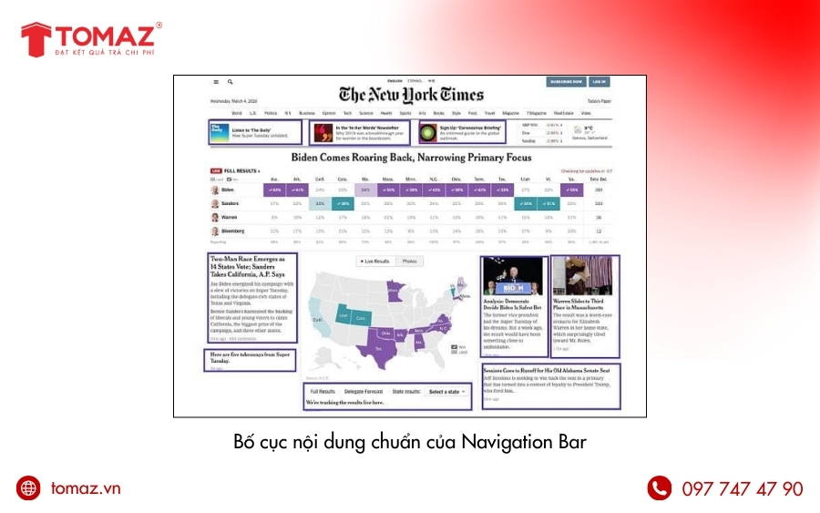 Bố cục nội dung chuẩn của Navigation Bar