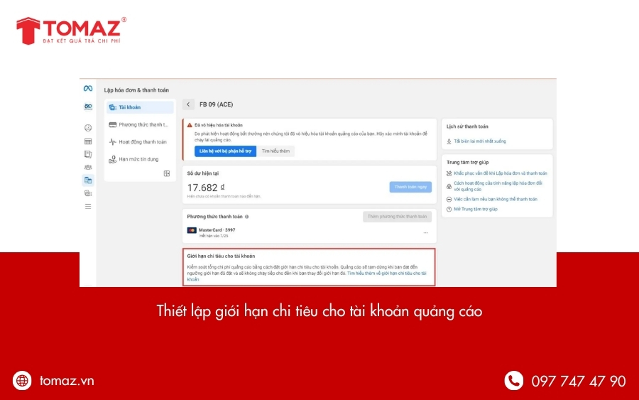 Thiết lập giới hạn chi tiêu cho tài khoản quảng cáo