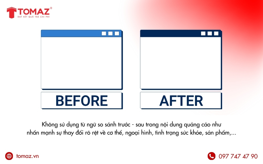 Những từ bị cấm trong quảng cáo Facebook mang tính so sánh trước - sau