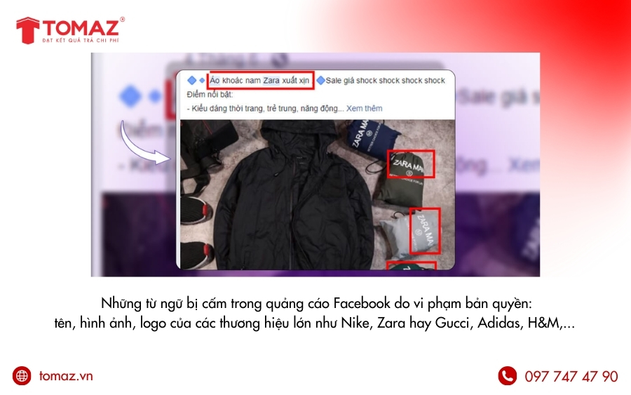 Những từ bị cấm trong quảng cáo Facebook do vi phạm bản quyền