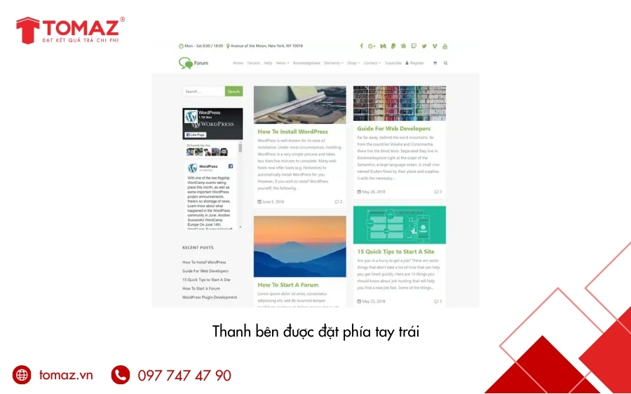 Đặt Sidebar bên trái nội dung