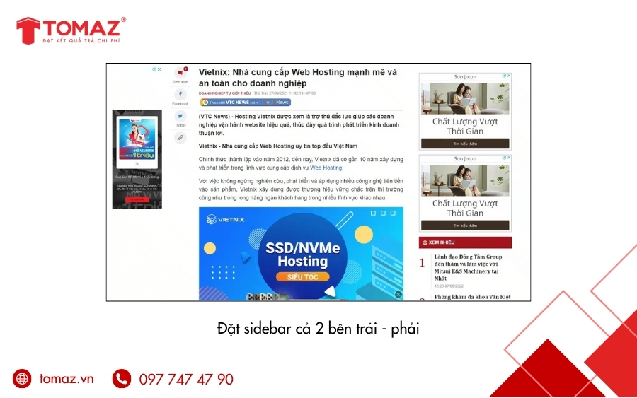 Đặt Sidebar cả hai bên trái - phải
