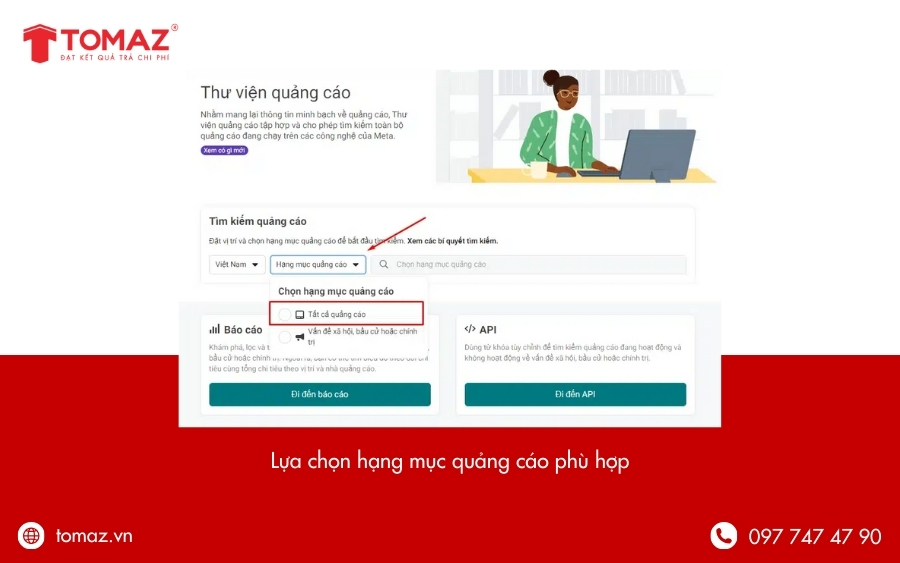 Chọn hạng mục quảng cáo