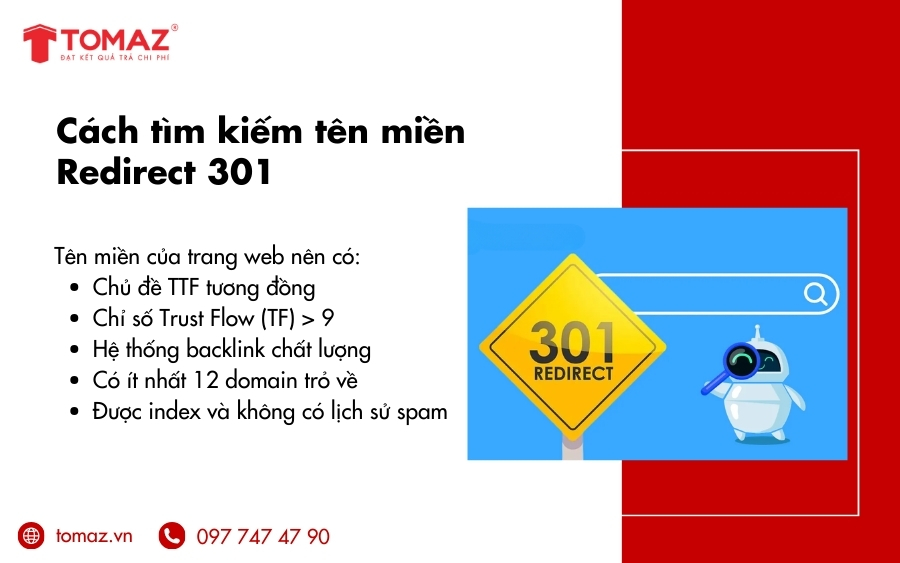 Cách tìm kiếm tên miền 301 redirect