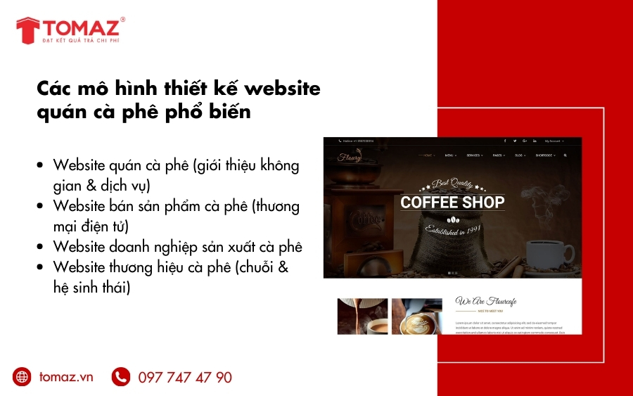 Các mô hình thiết kế website quán cà phê phổ biến hiện nay